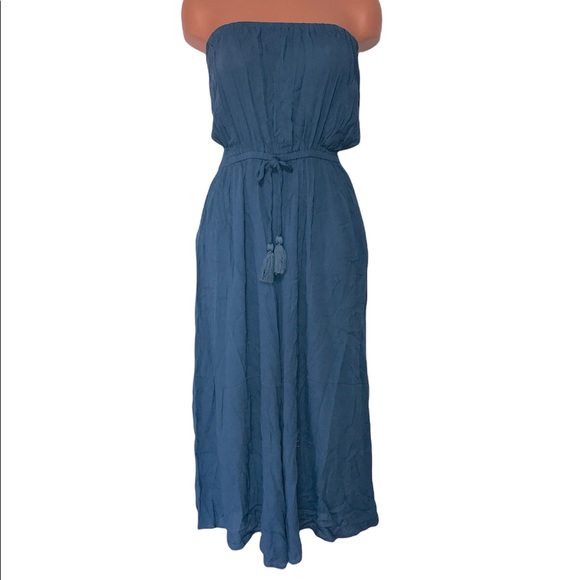 Elan Brielle Strapless Jumpsuit Dark Denim - Picture 3 of 11